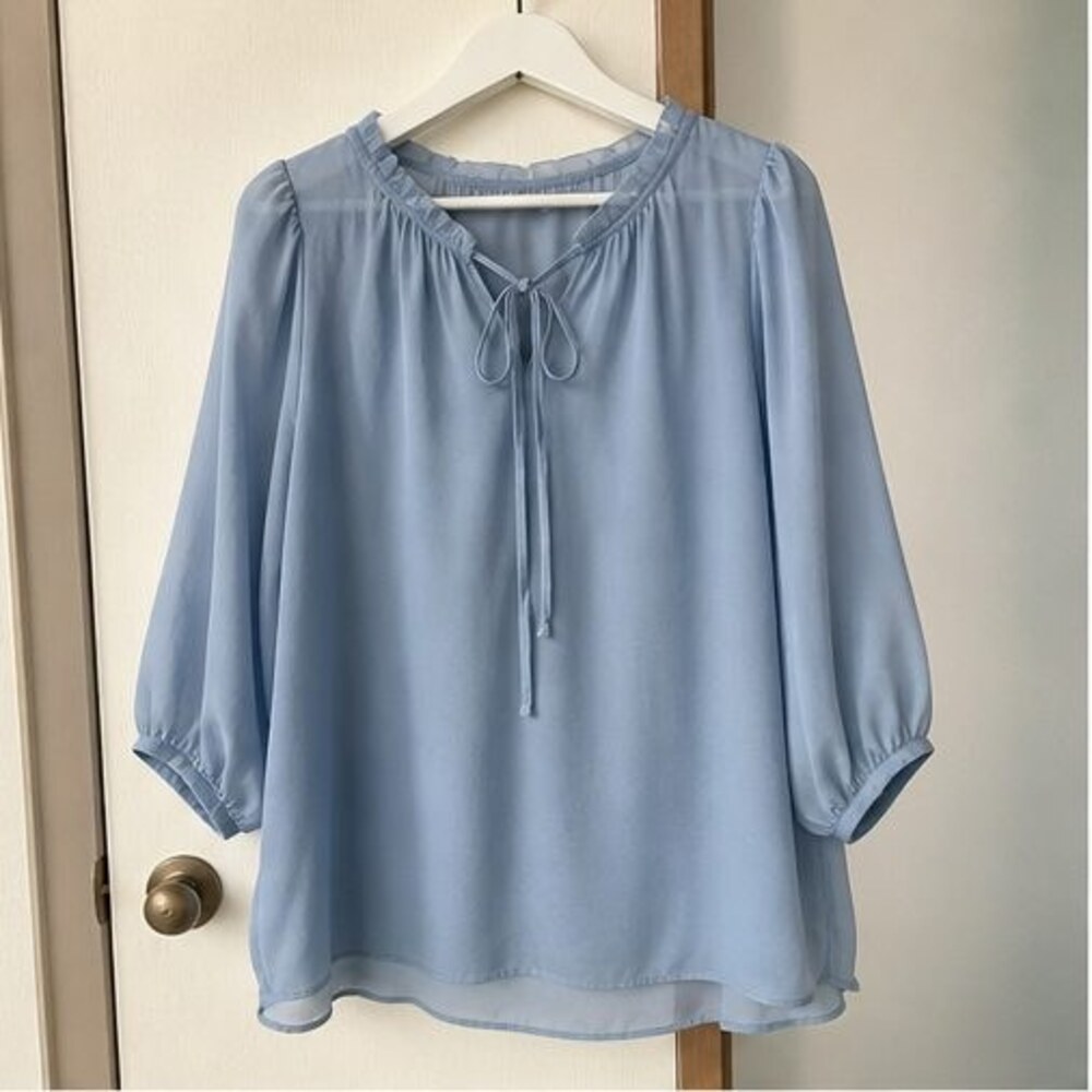Blue Puff Sleeve Top